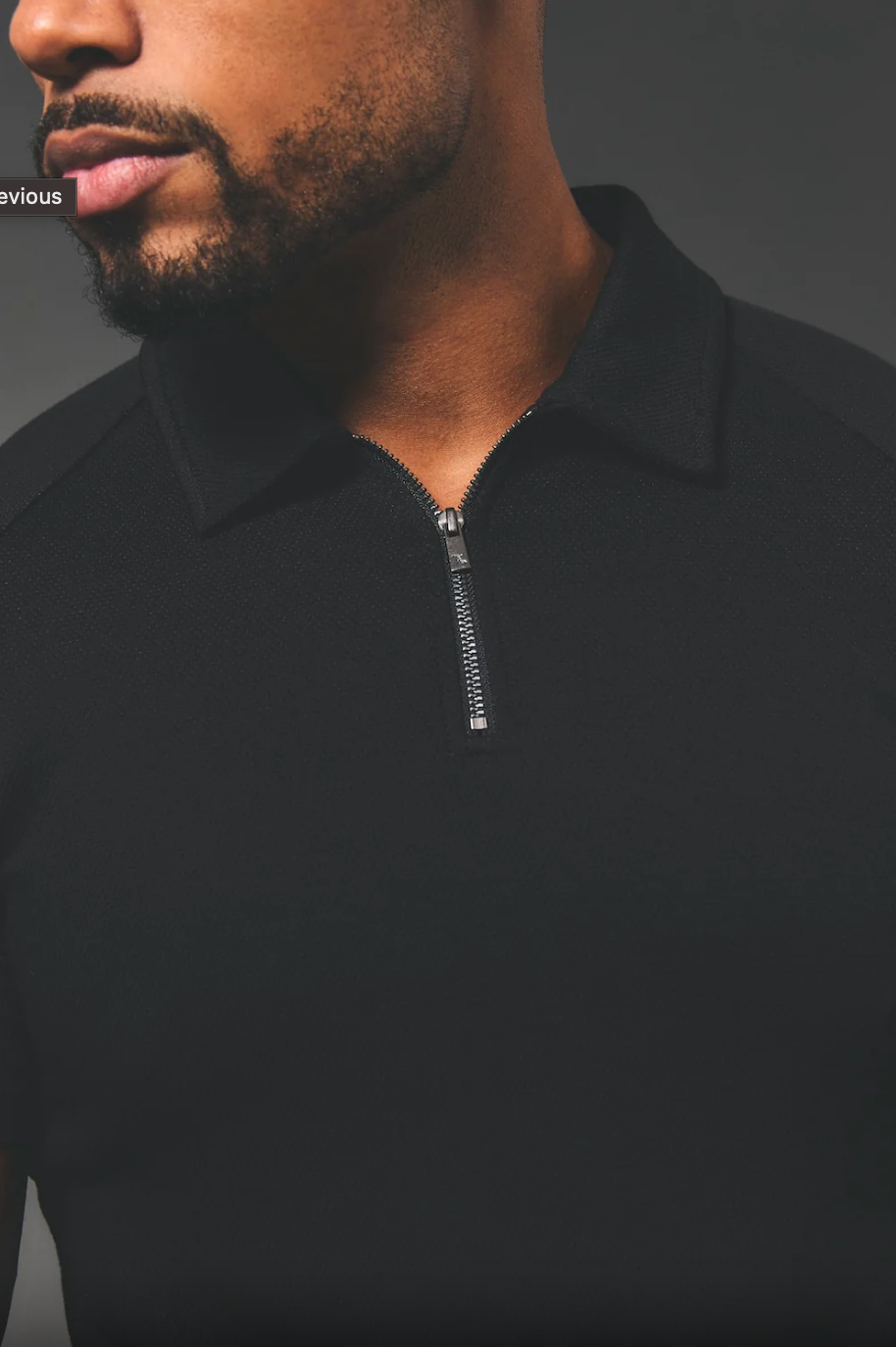 QUARTER ZIP POLO IN BLACK
