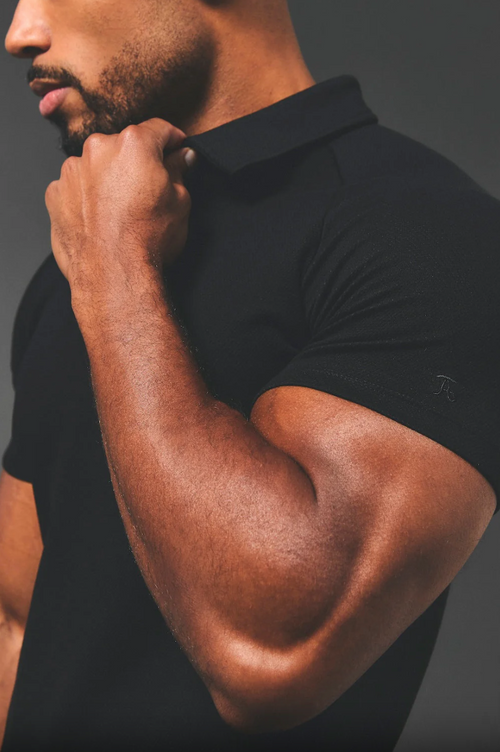 QUARTER ZIP POLO IN BLACK